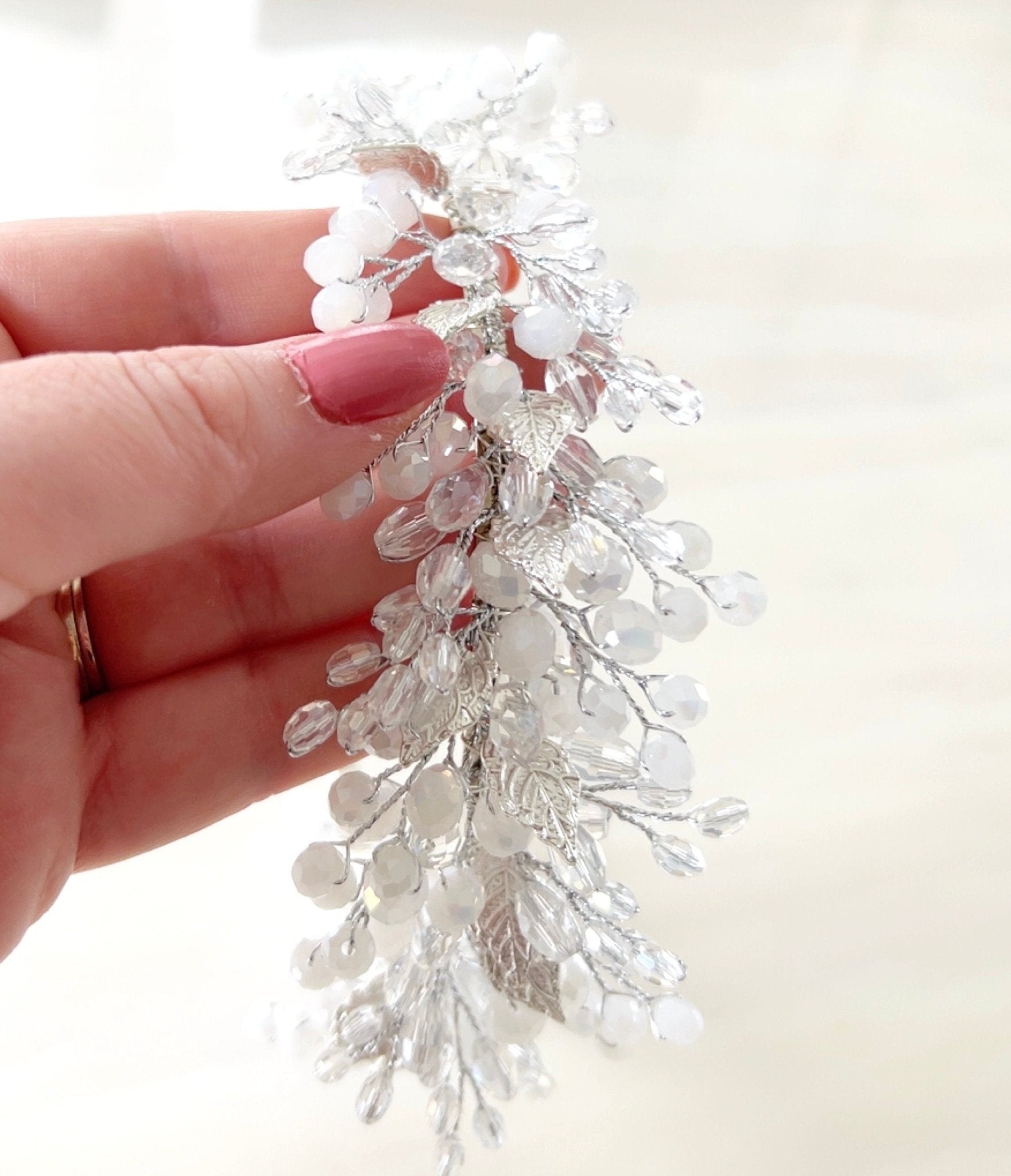 Silver Bohemian Bridal headpiece - Petal & Pearl