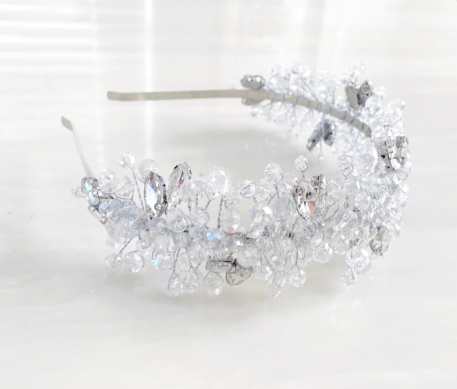 Silver bridal headpiece - Petal & Pearl