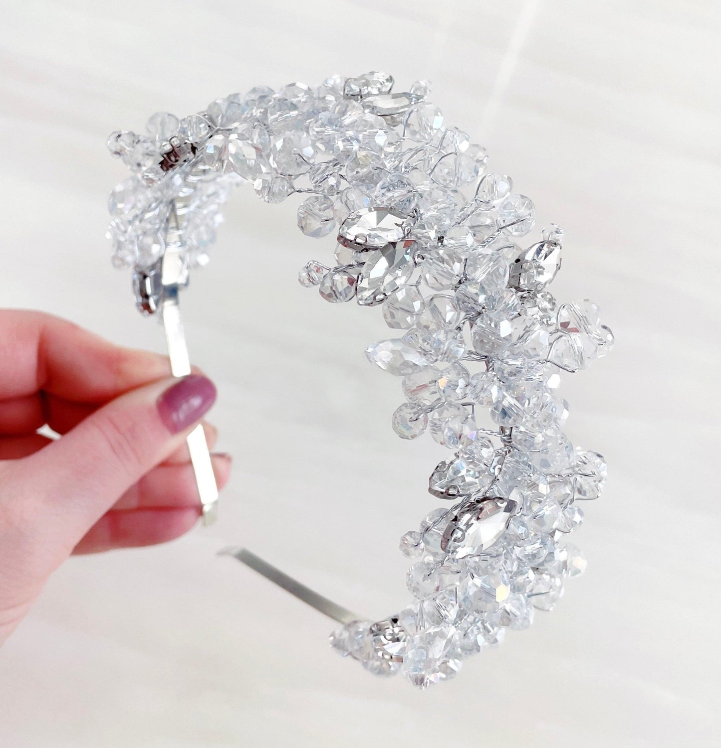 Silver bridal headpiece - Petal & Pearl