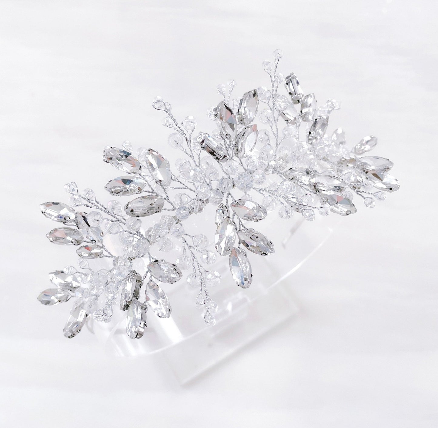 Silver crystal bridal headpiece - Petal & Pearl