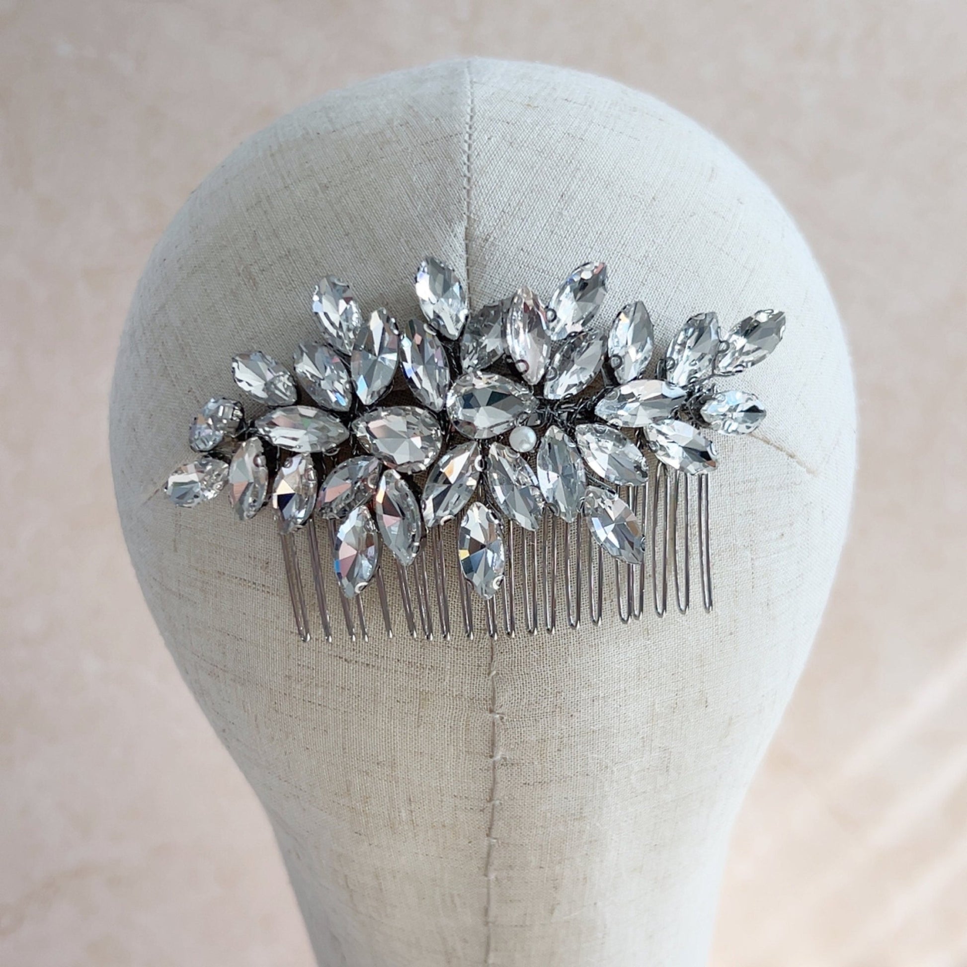 silver crystal hair comb - Petal & Pearl