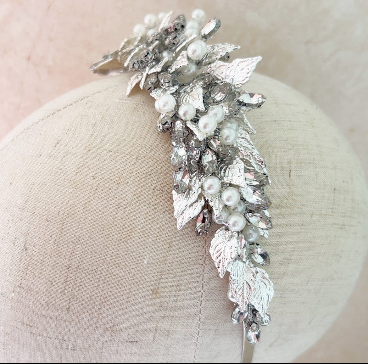 Silver leaf bohemian bridal headband - Petal & Pearl