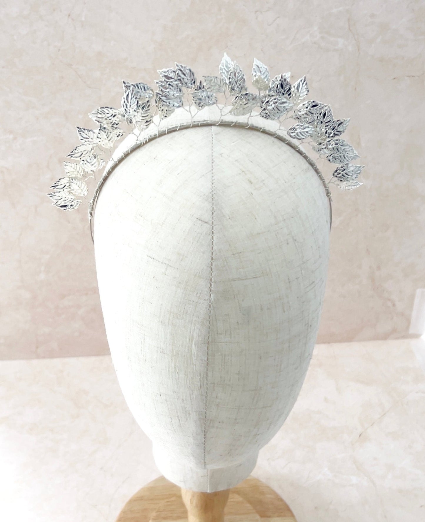 Silver leaf bridal headband - Petal & Pearl