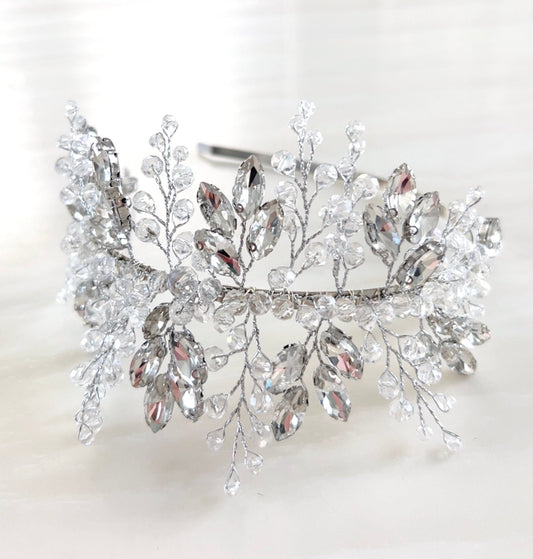 Silver Side bridal headpiece - Petal & Pearl