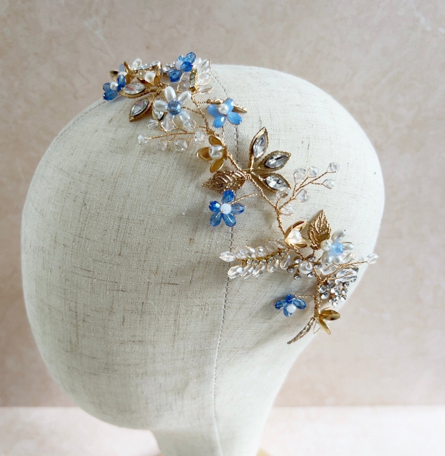 Something Blue bridal hair vine - Petal & Pearl