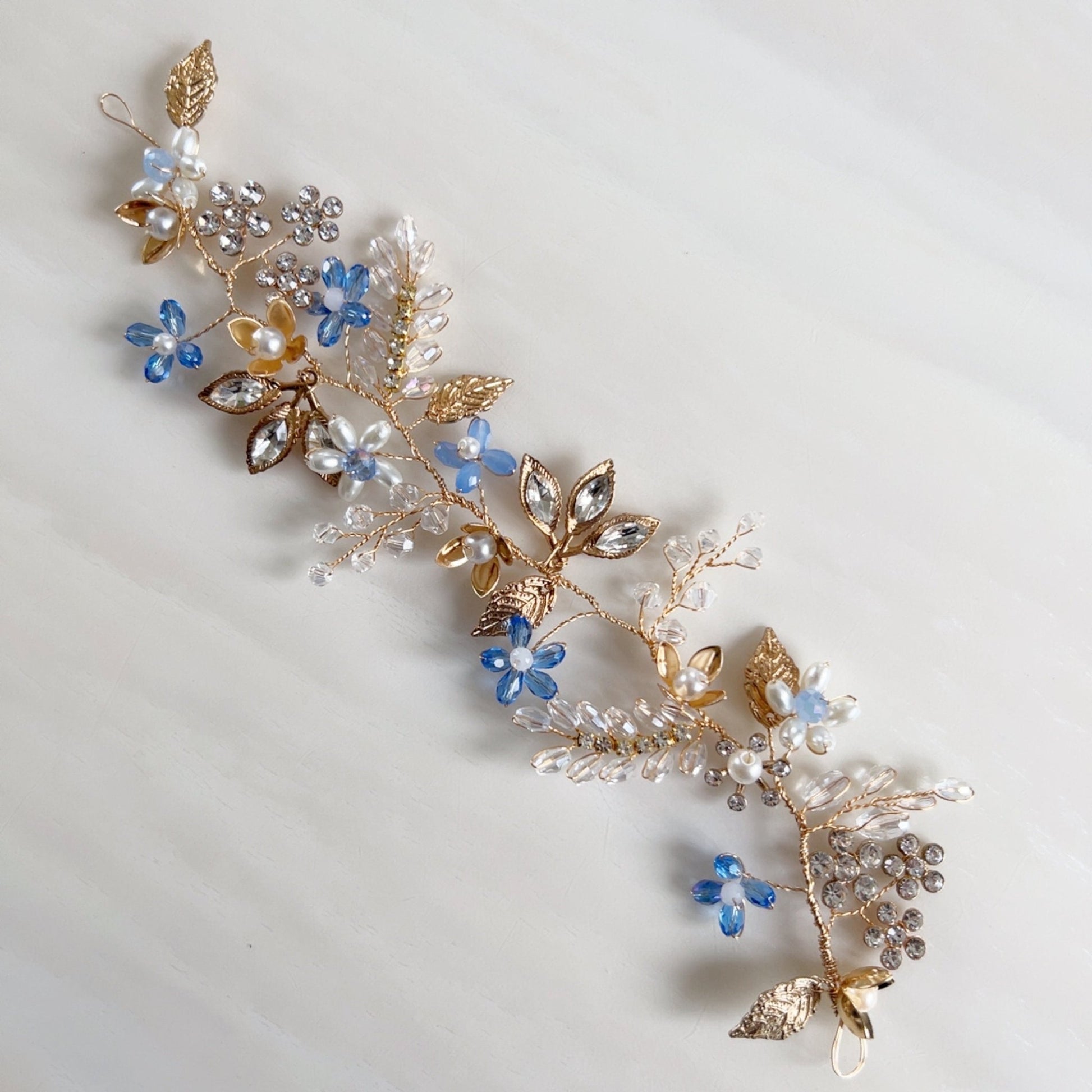 Something Blue bridal hair vine - Petal & Pearl