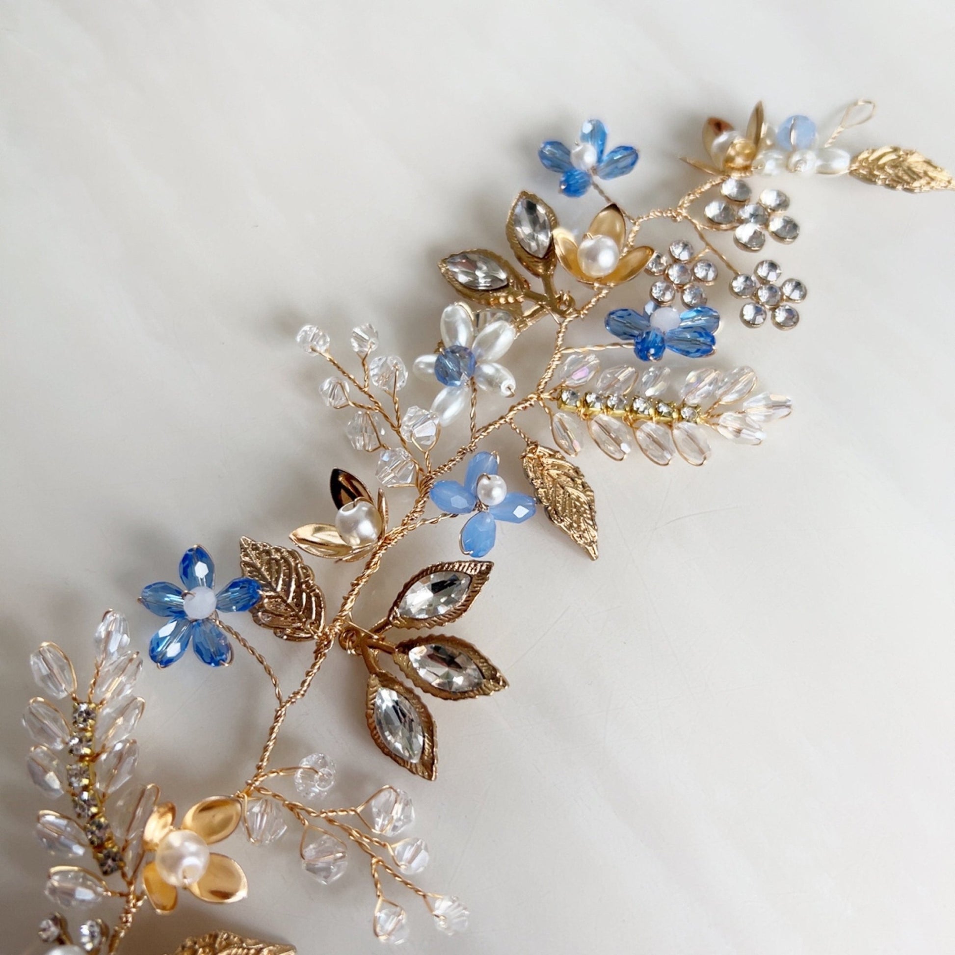 Something Blue bridal hair vine - Petal & Pearl