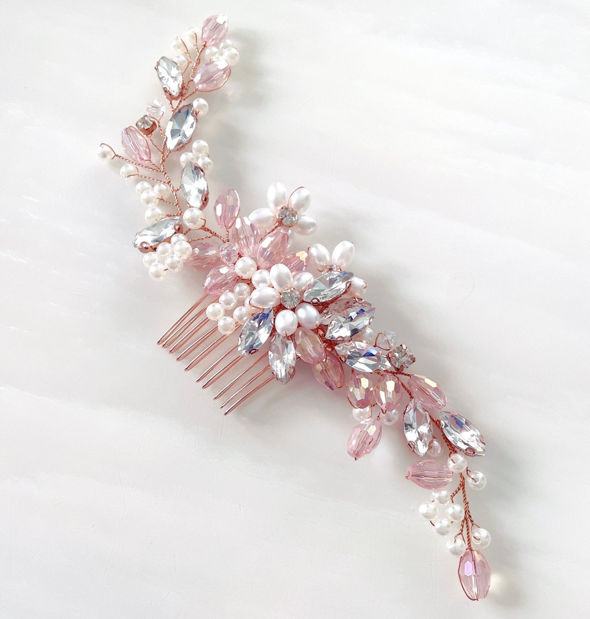 Stunning pink crystal bridal headpiece - Petal & Pearl