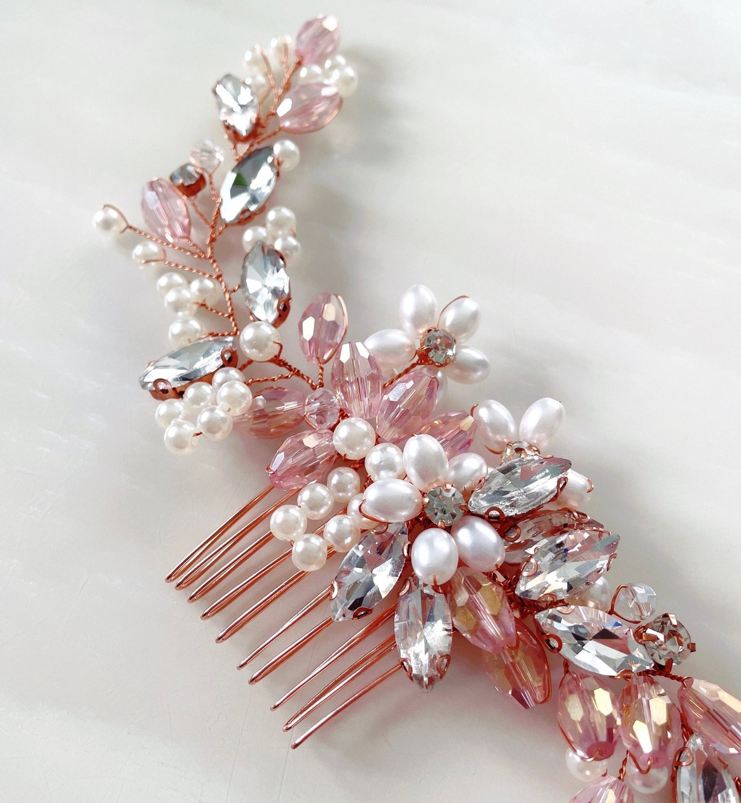 Stunning pink crystal bridal headpiece - Petal & Pearl