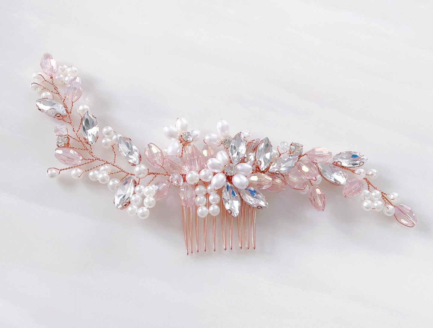 Stunning pink crystal bridal headpiece - Petal & Pearl