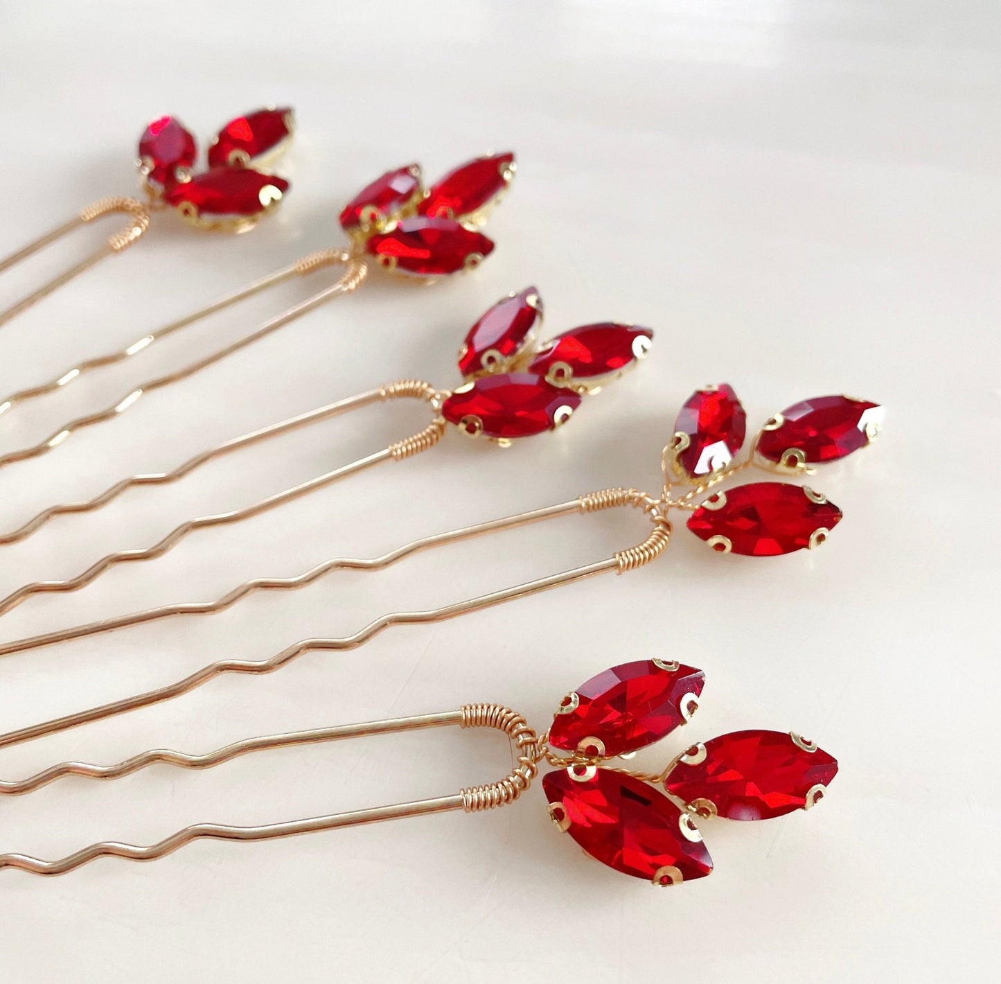 Stunning red hair pins - Petal & Pearl