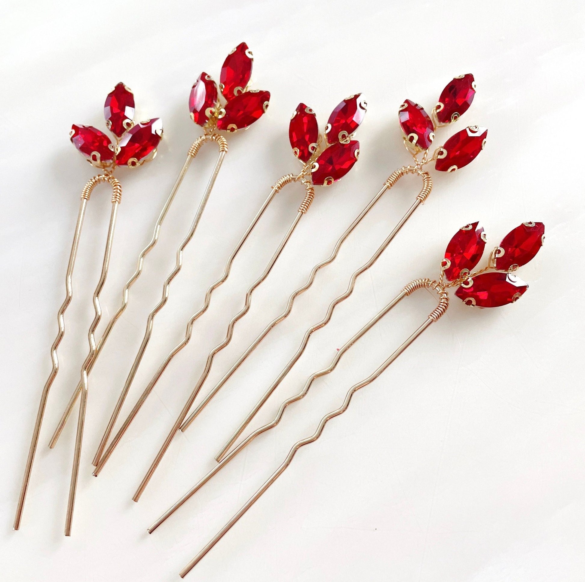 Stunning red hair pins - Petal & Pearl