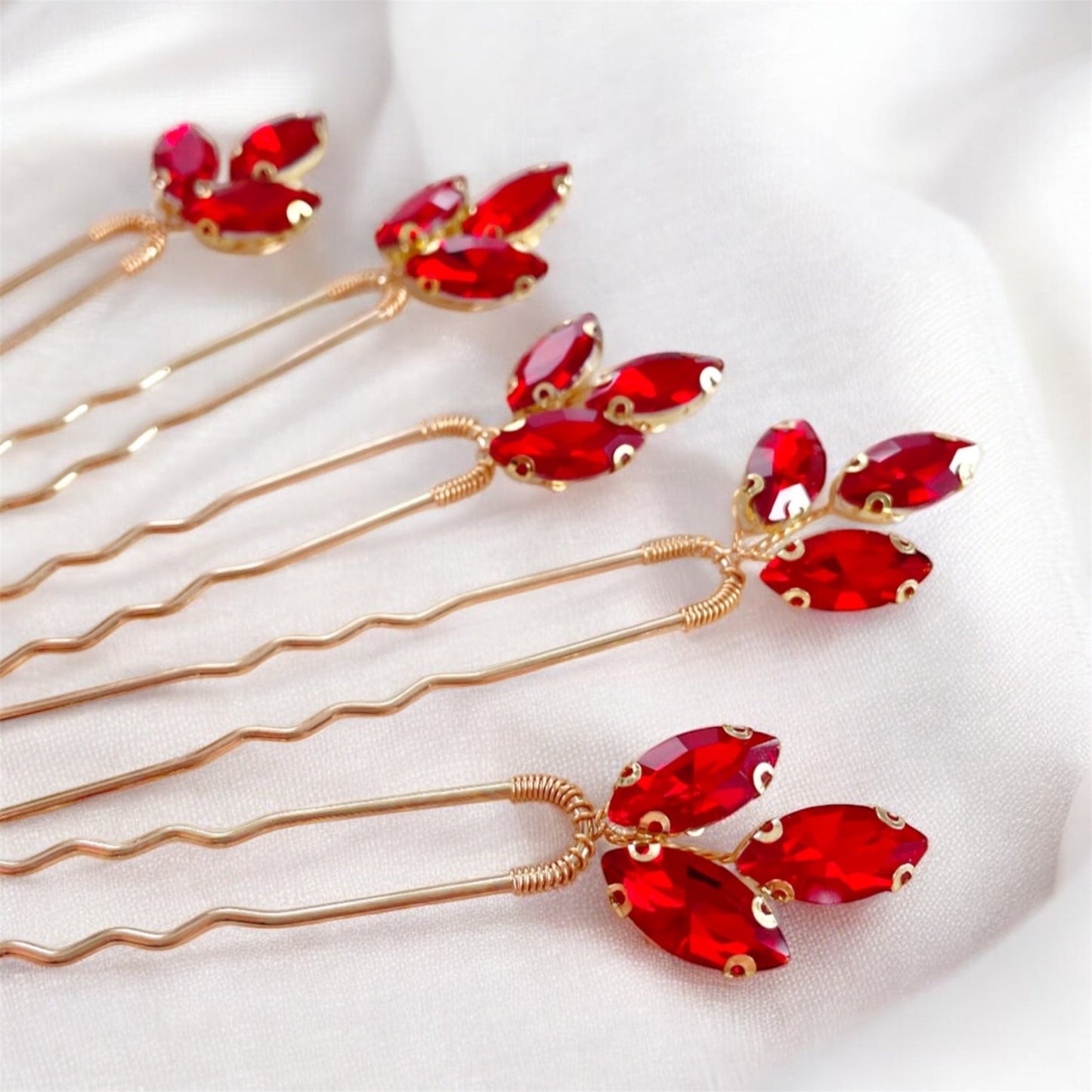 Stunning red hair pins - Petal & Pearl