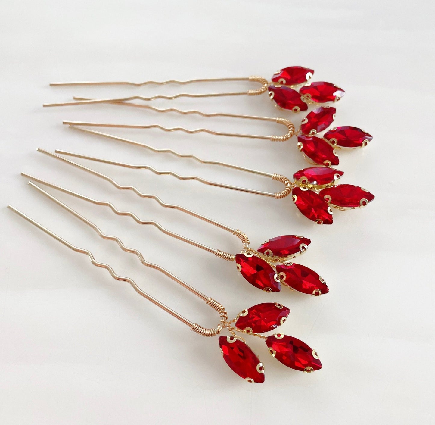 Stunning red hair pins - Petal & Pearl