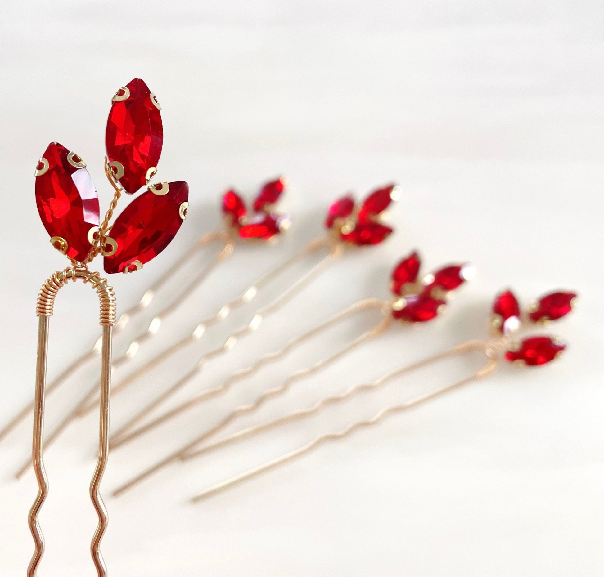 Stunning red hair pins - Petal & Pearl