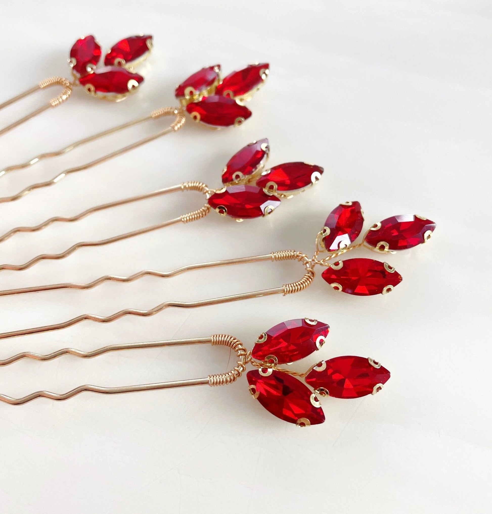 Stunning red hair pins - Petal & Pearl