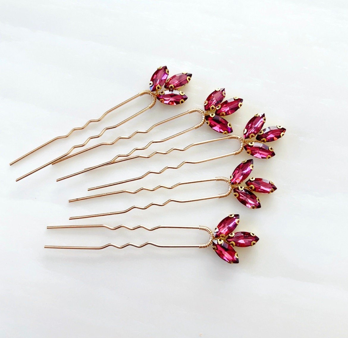 Stunning wine red hair pins - Petal & Pearl