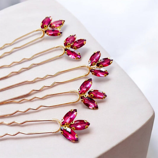 Stunning wine red hair pins - Petal & Pearl