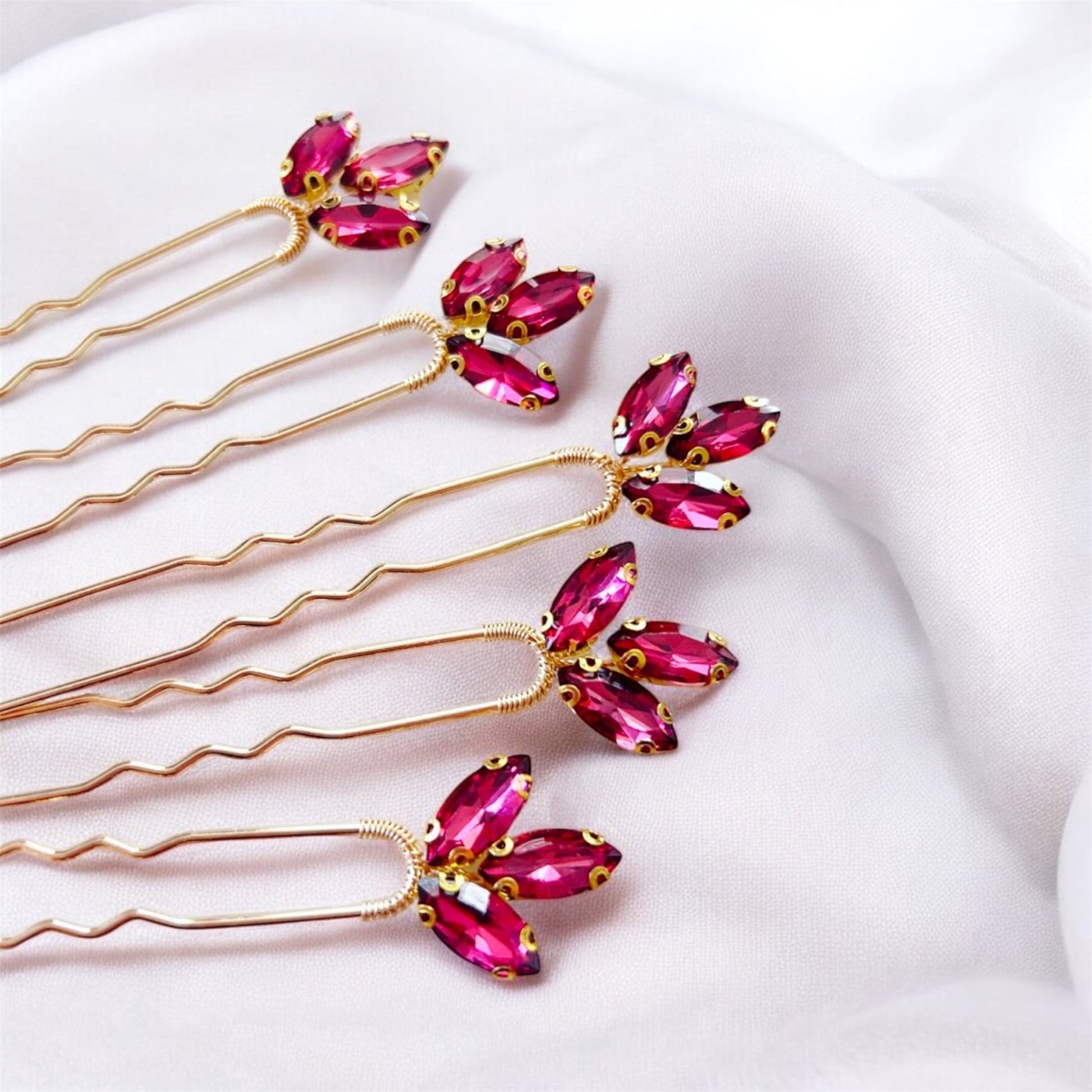 Stunning wine red hair pins - Petal & Pearl