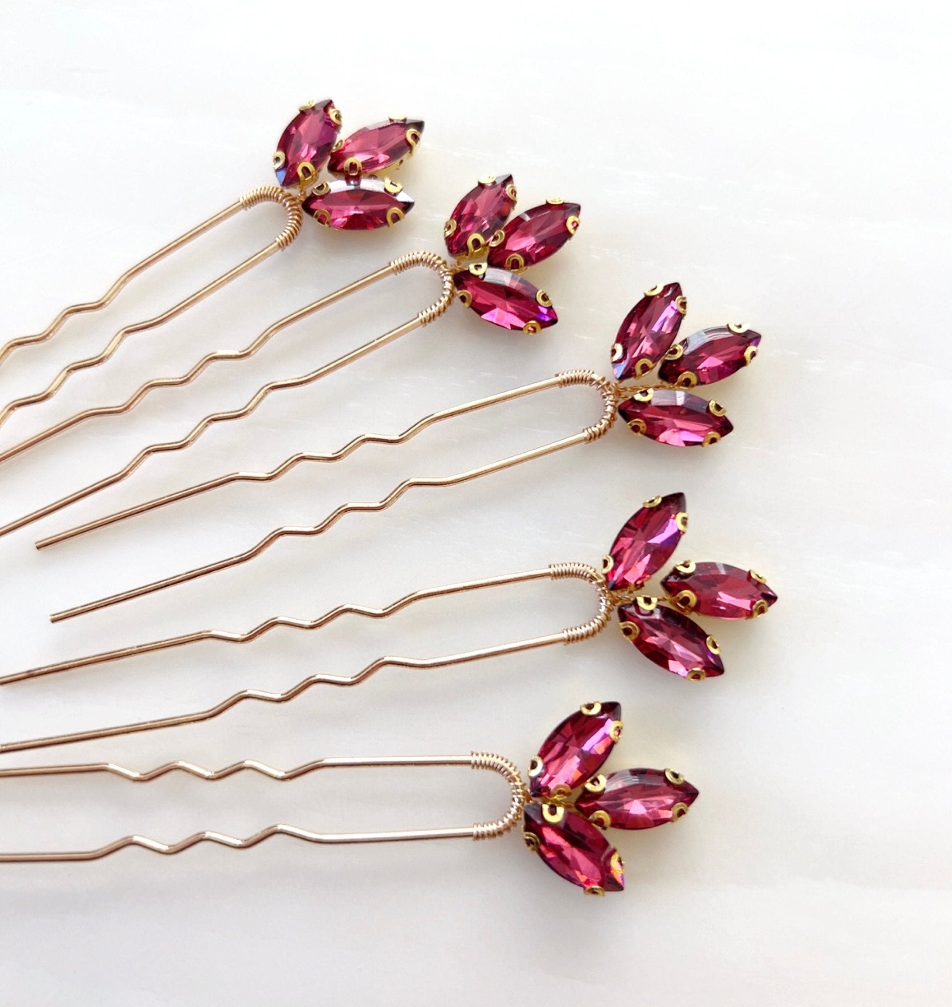 Stunning wine red hair pins - Petal & Pearl