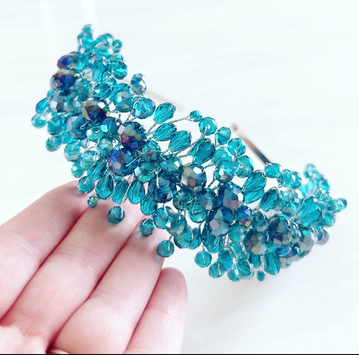 Turquoise crystal headband - Petal & Pearl