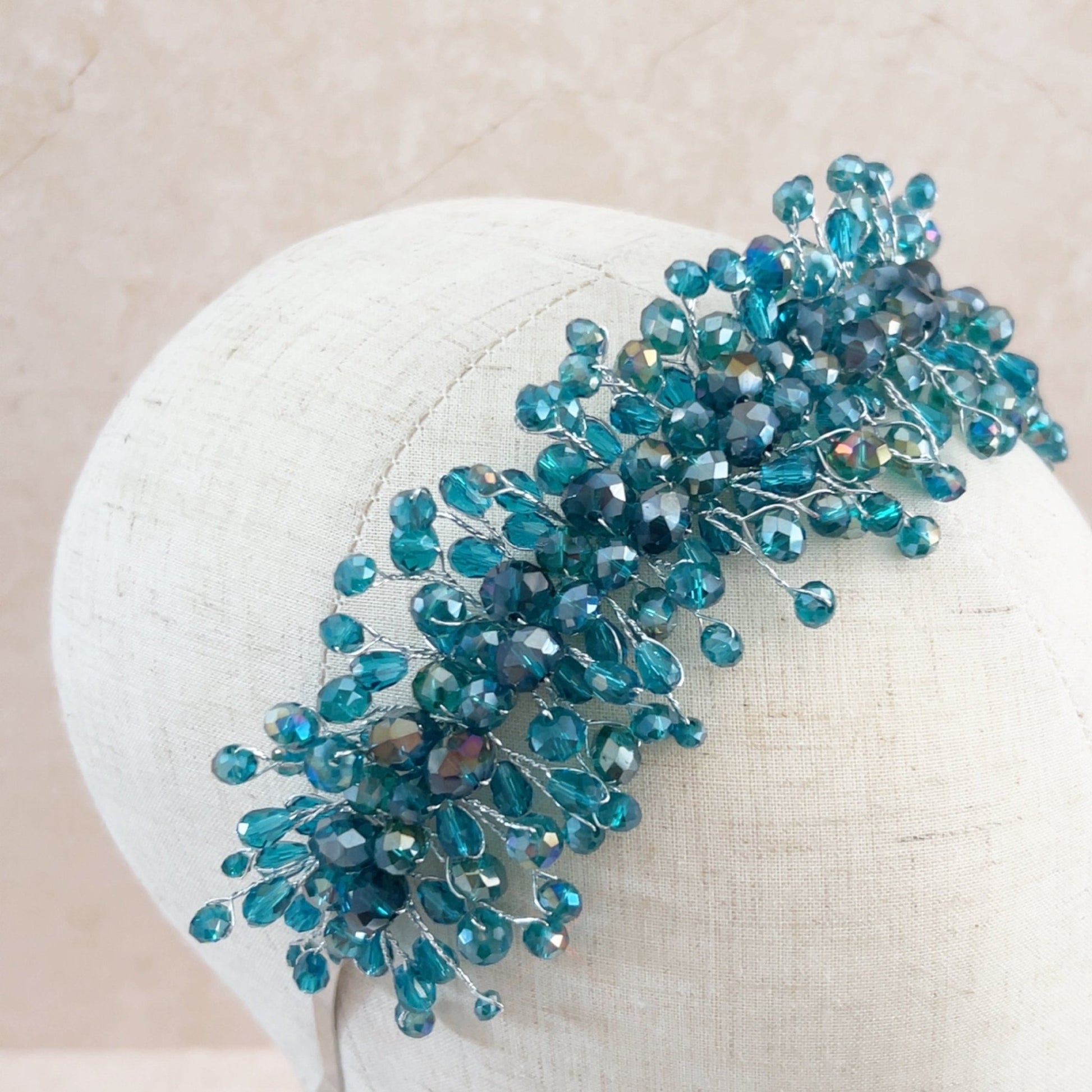 Turquoise crystal headband - Petal & Pearl