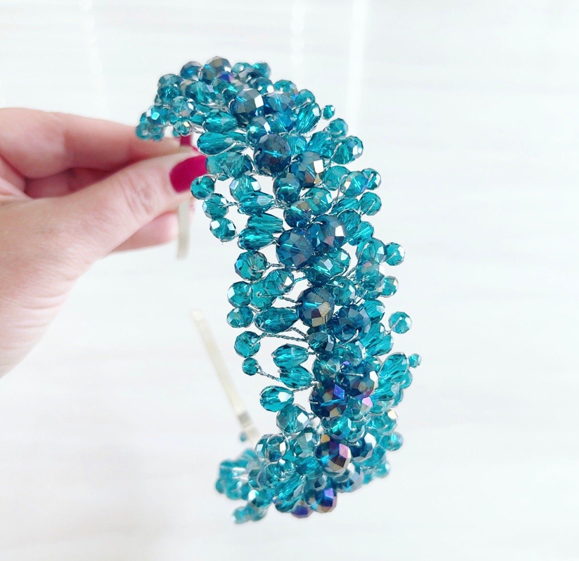 Turquoise crystal headband - Petal & Pearl