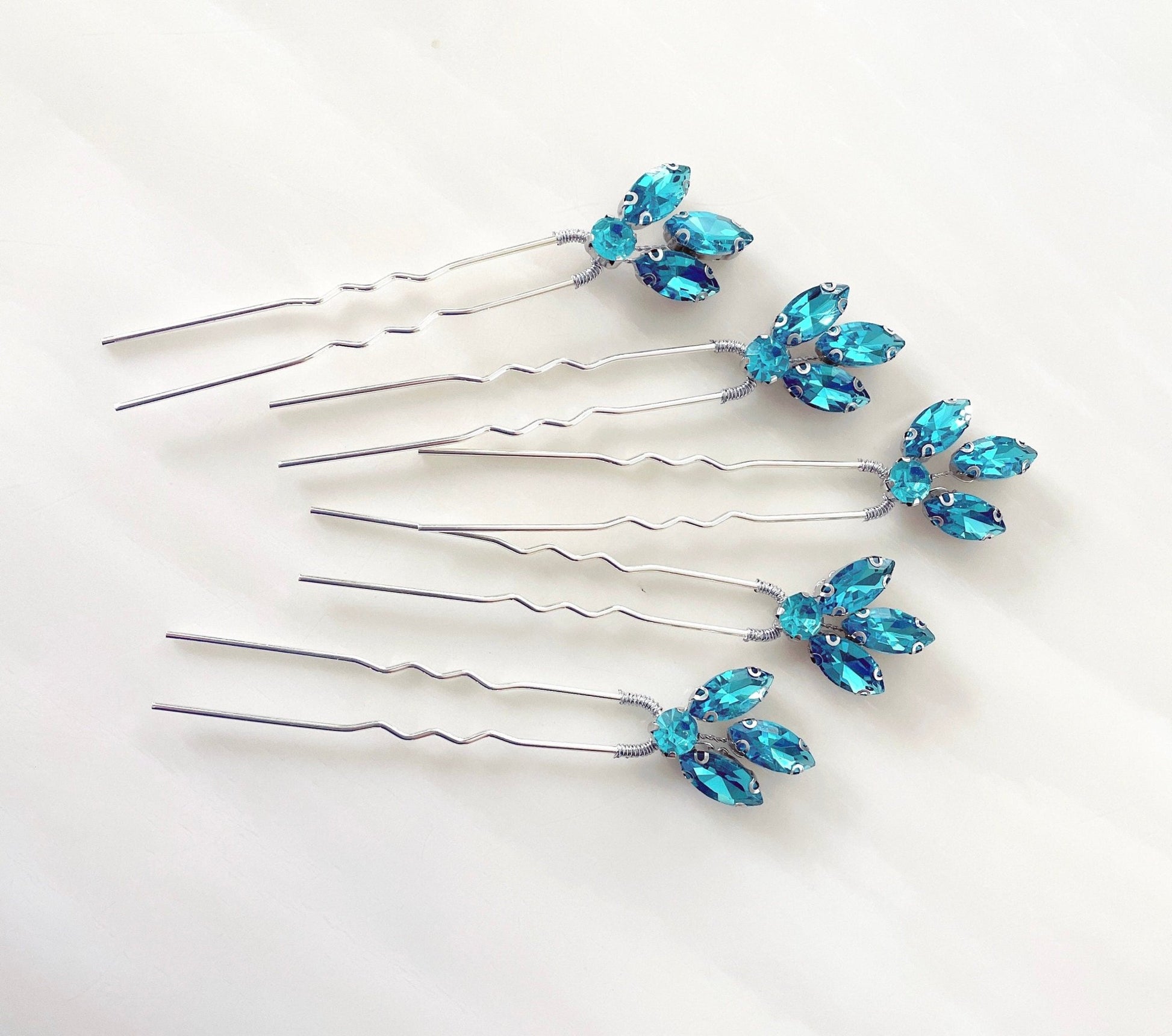 Vibrant Blue crystal hair pins - Petal & Pearl