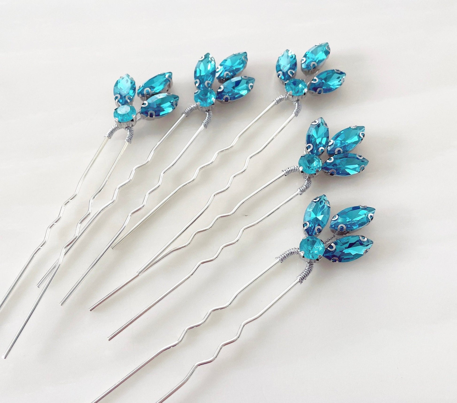 Vibrant Blue crystal hair pins - Petal & Pearl