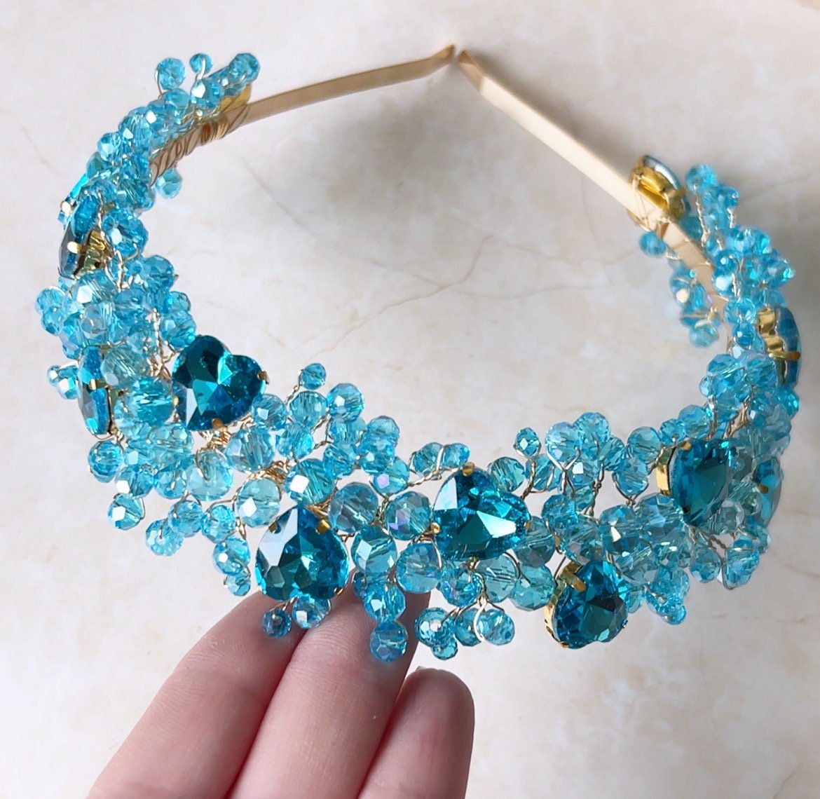 Vibrant blue crystal headband - Petal & Pearl