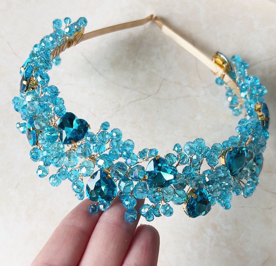 Vibrant blue crystal headband - Petal & Pearl