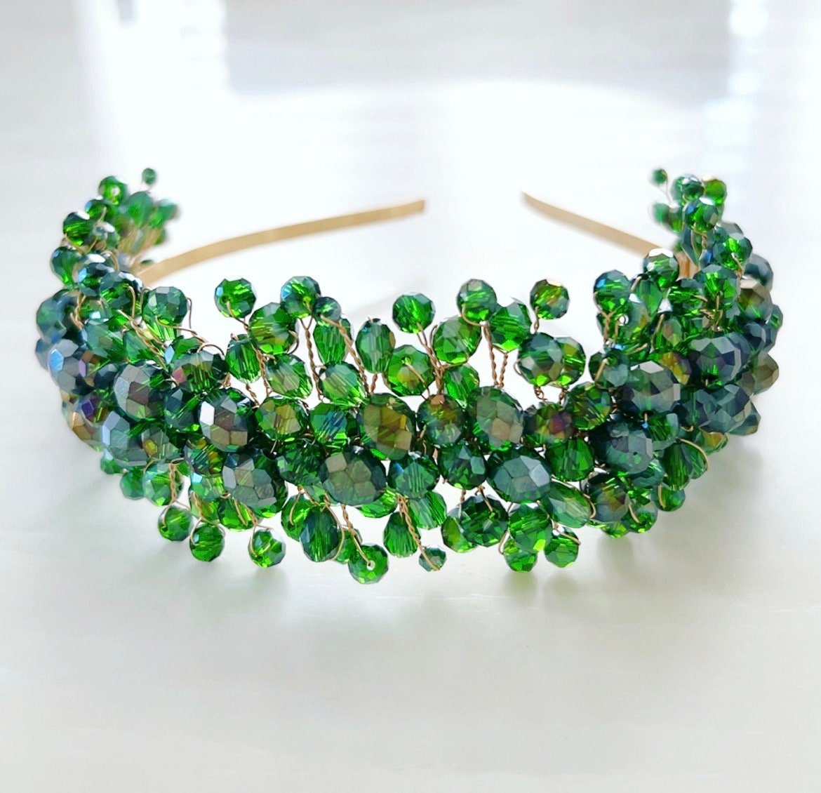 Vibrant green crystal headband - Petal & Pearl