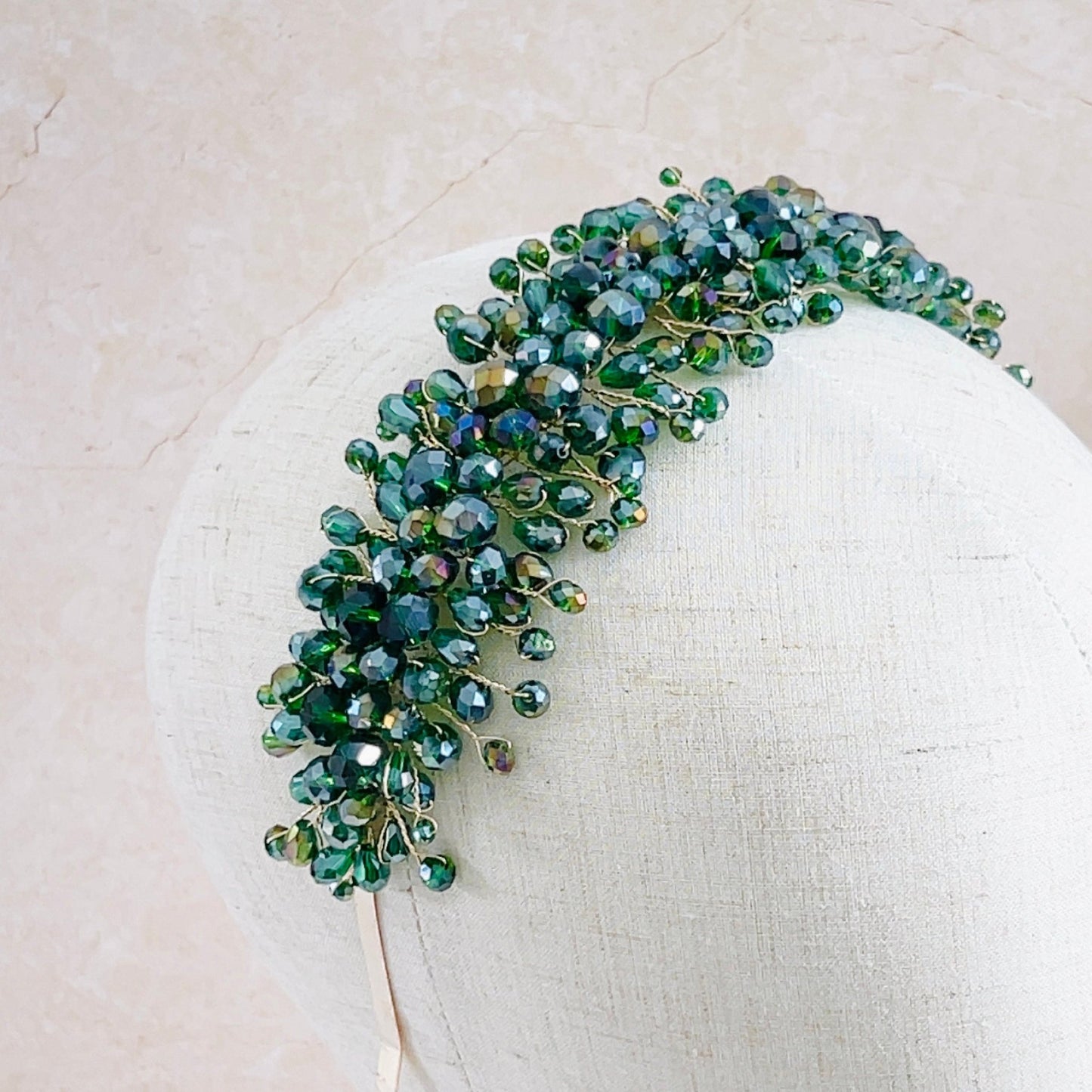 Vibrant green crystal headband - Petal & Pearl