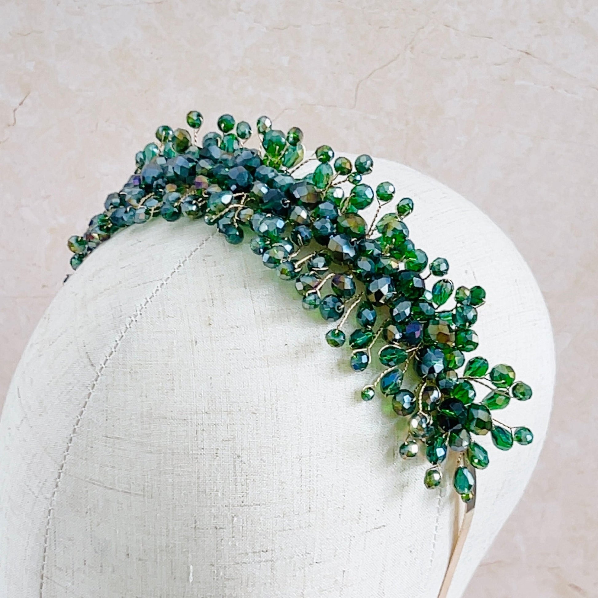 Vibrant green crystal headband - Petal & Pearl