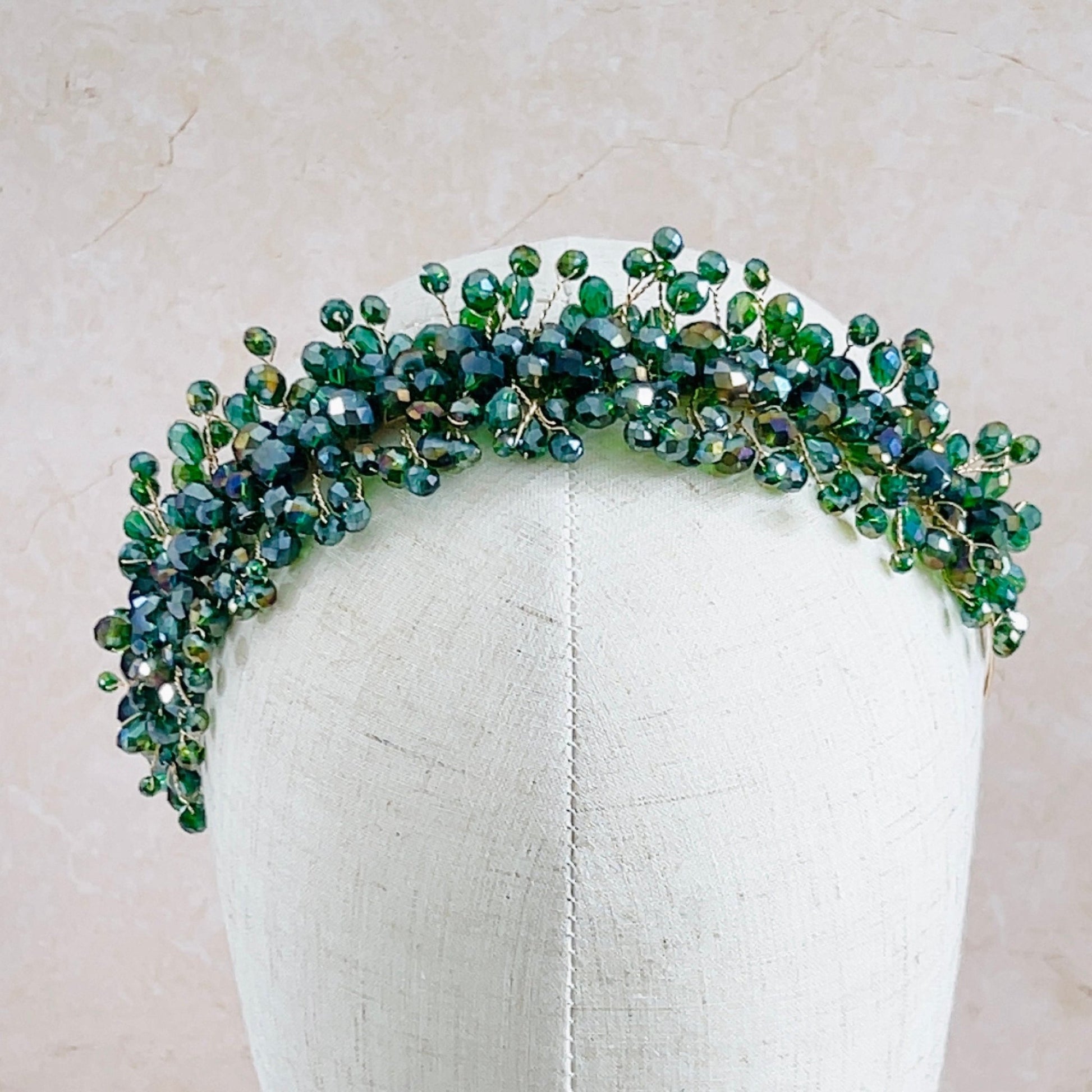 Vibrant green crystal headband - Petal & Pearl