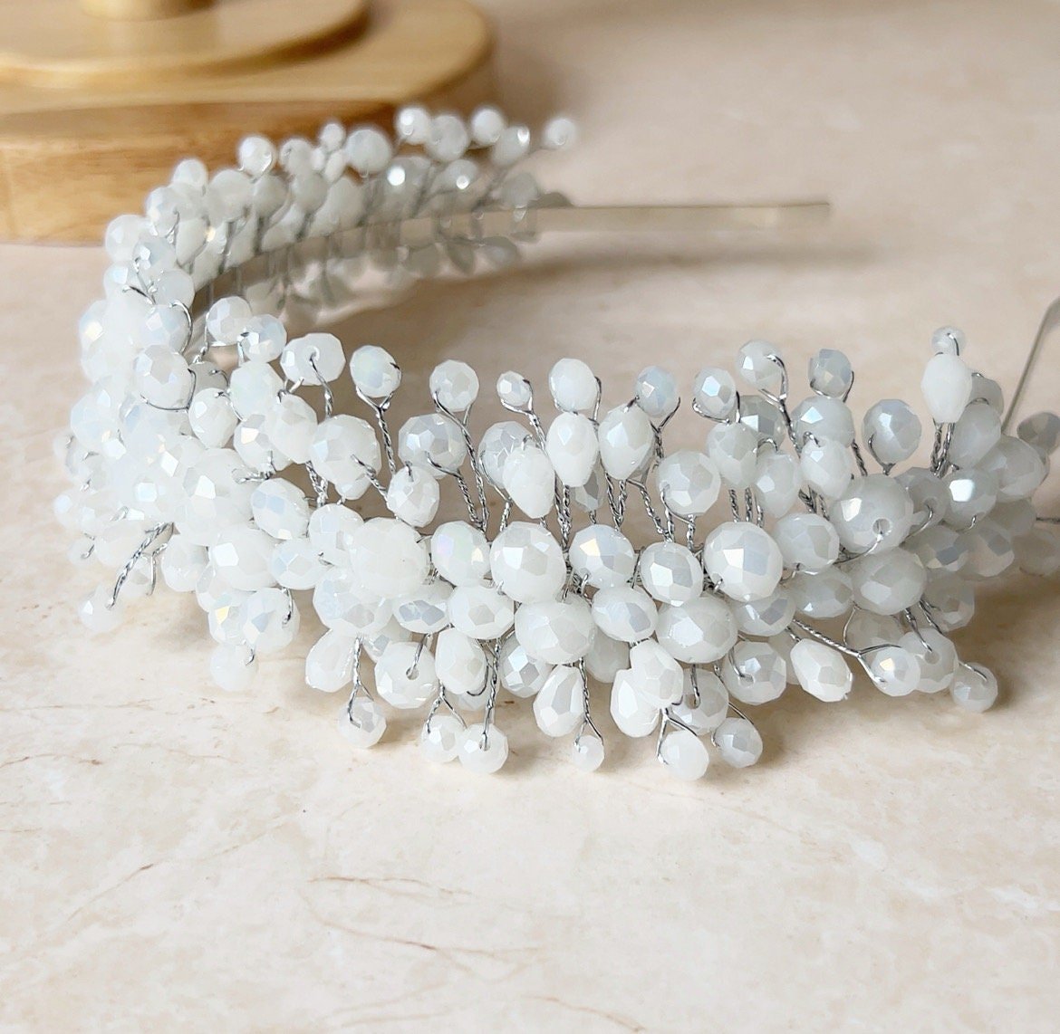 White crystal bridal headpiece - Petal & Pearl