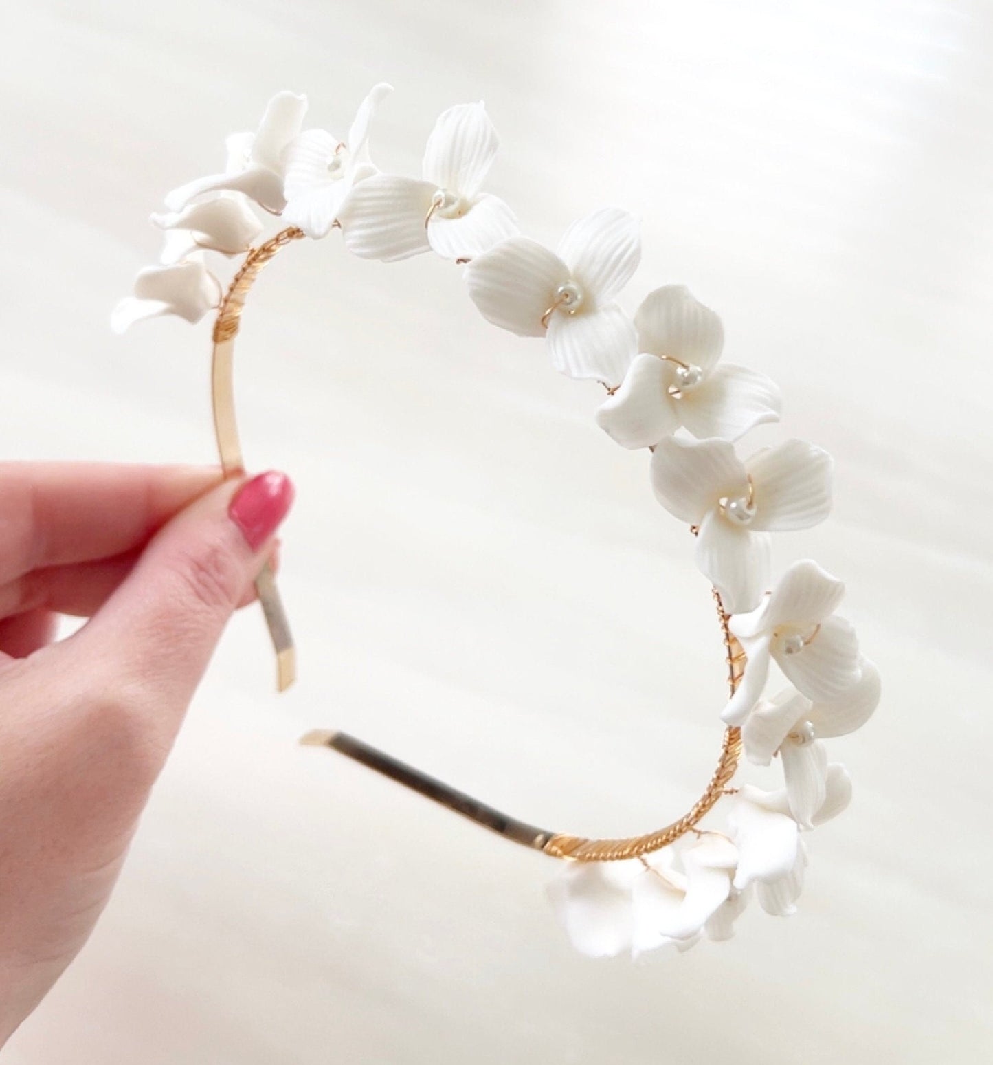 White flower bridal headpiece - Petal & Pearl