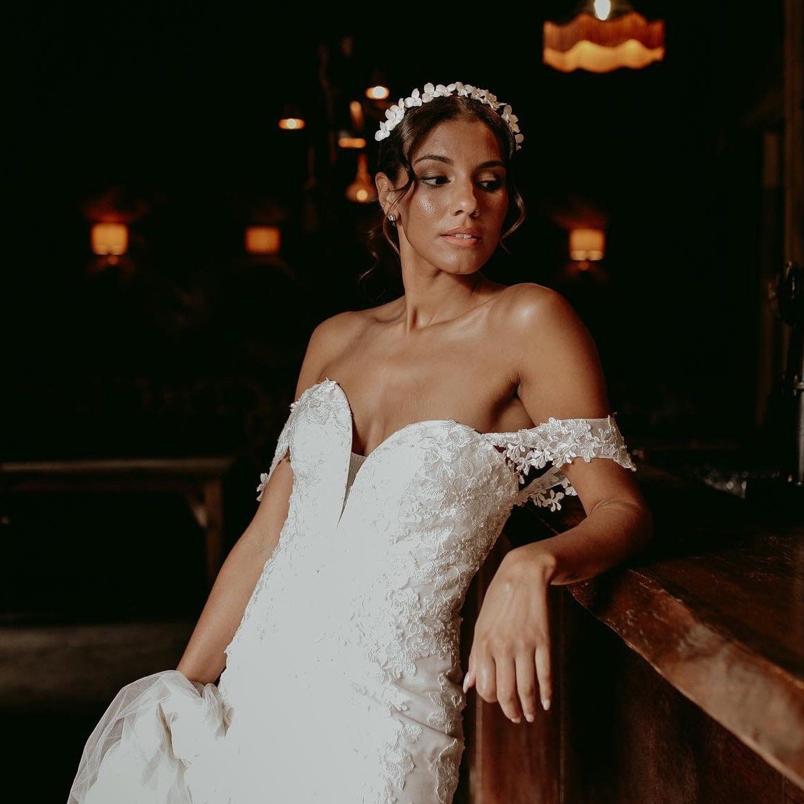 White flower bridal headpiece - Petal & Pearl