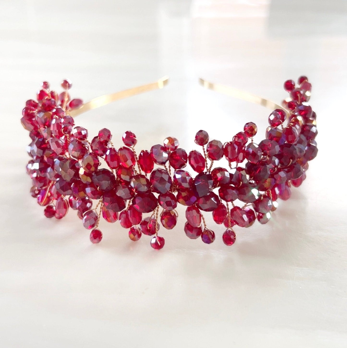 Wine Red crystal headband - Petal & Pearl