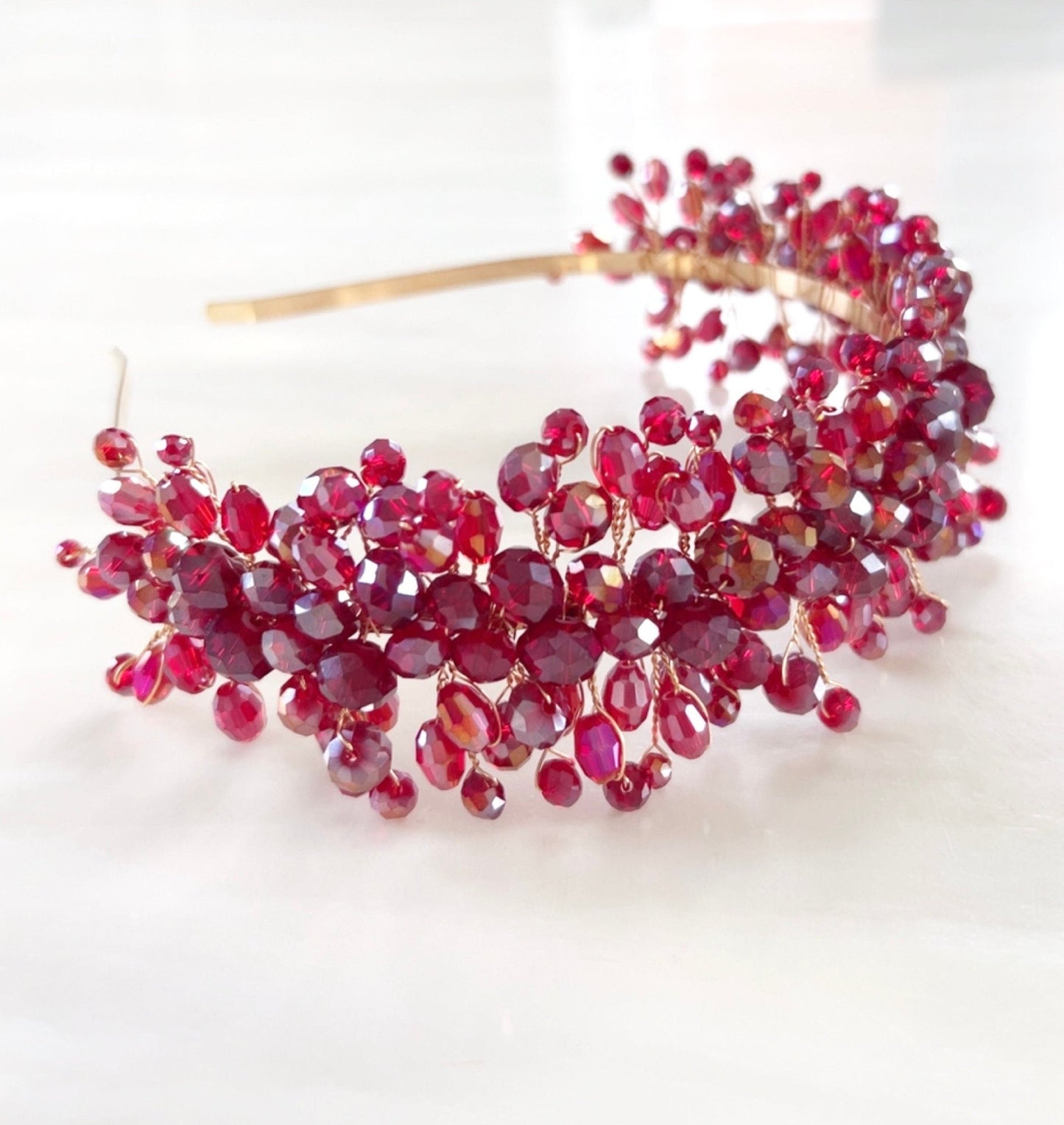 Wine Red crystal headband - Petal & Pearl