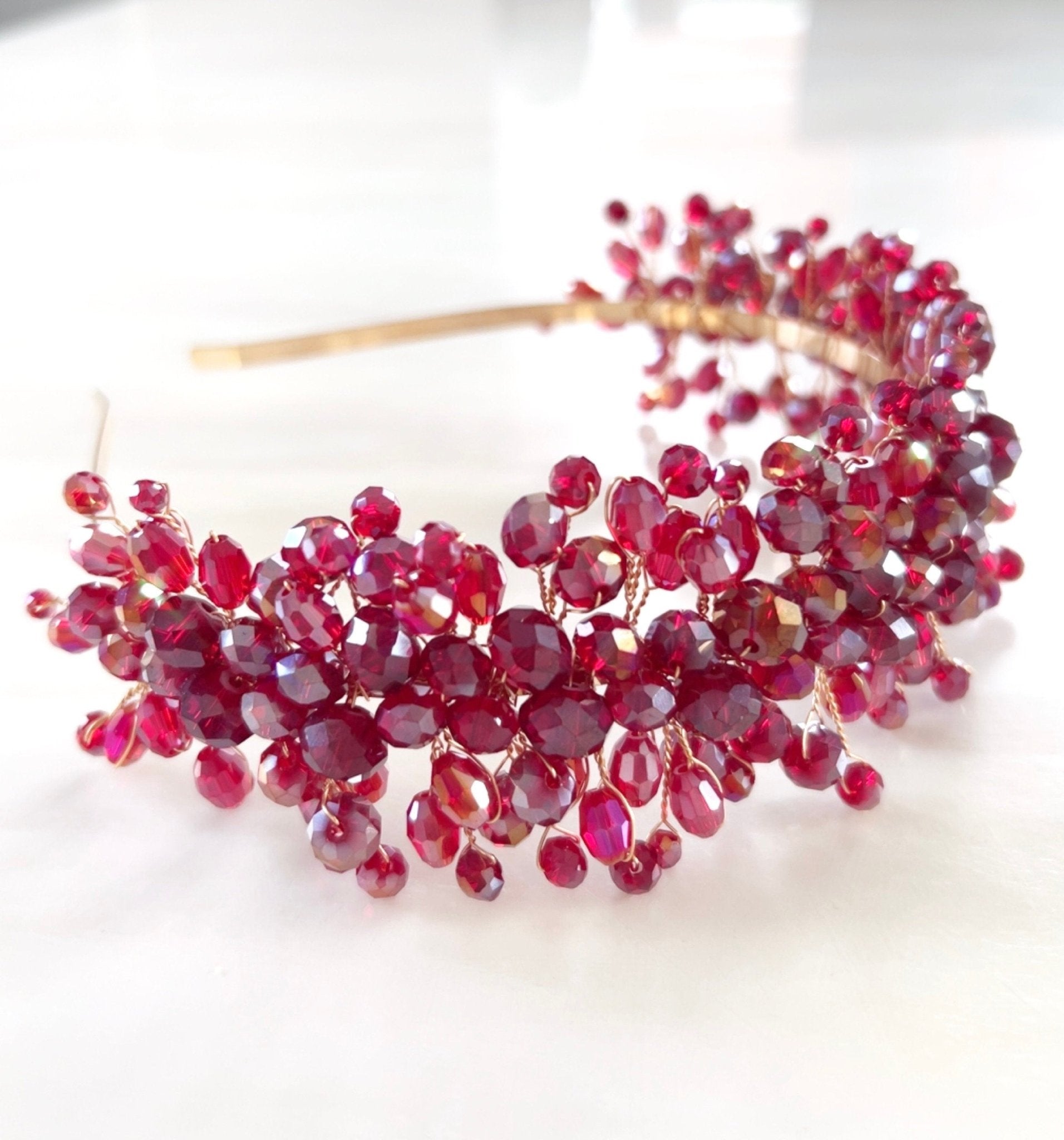 Wine Red crystal headband - Petal & Pearl