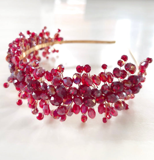 Wine Red crystal headband - Petal & Pearl