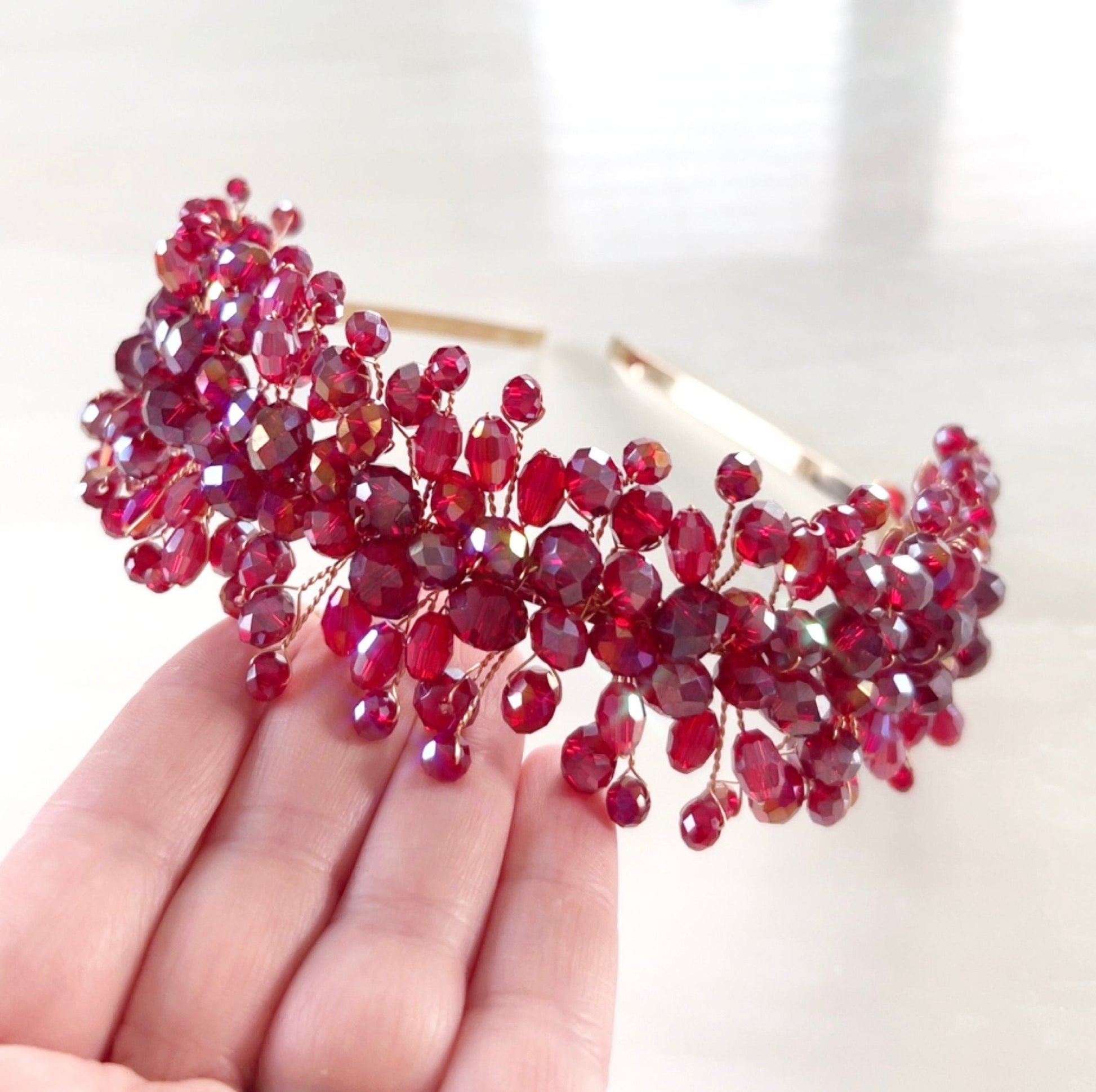 Wine Red crystal headband - Petal & Pearl