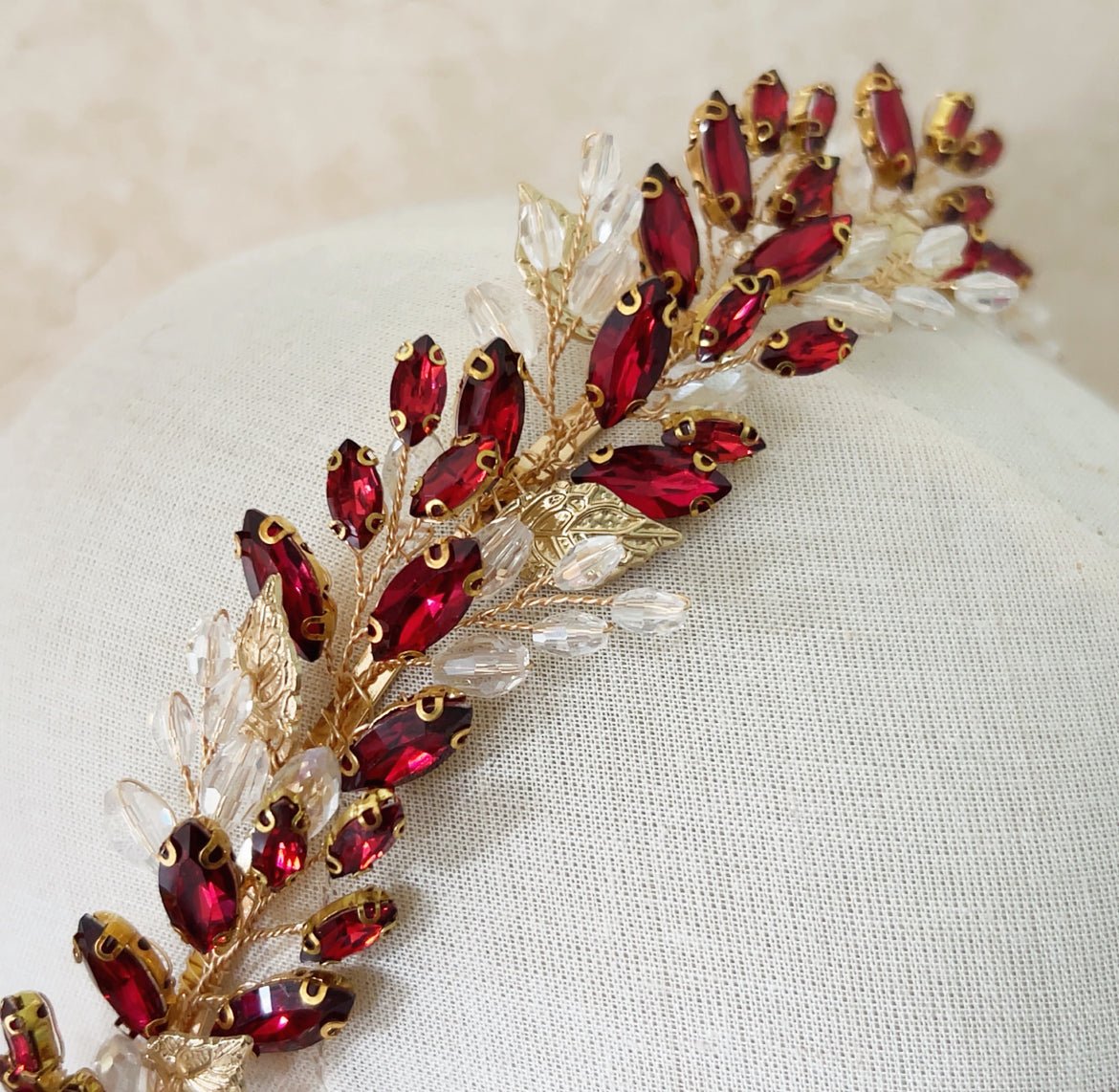 Wine Red Crystal Tiara - Petal & Pearl