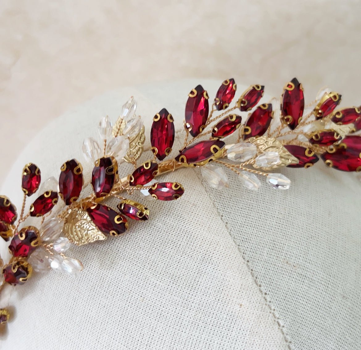 Wine Red Crystal Tiara - Petal & Pearl