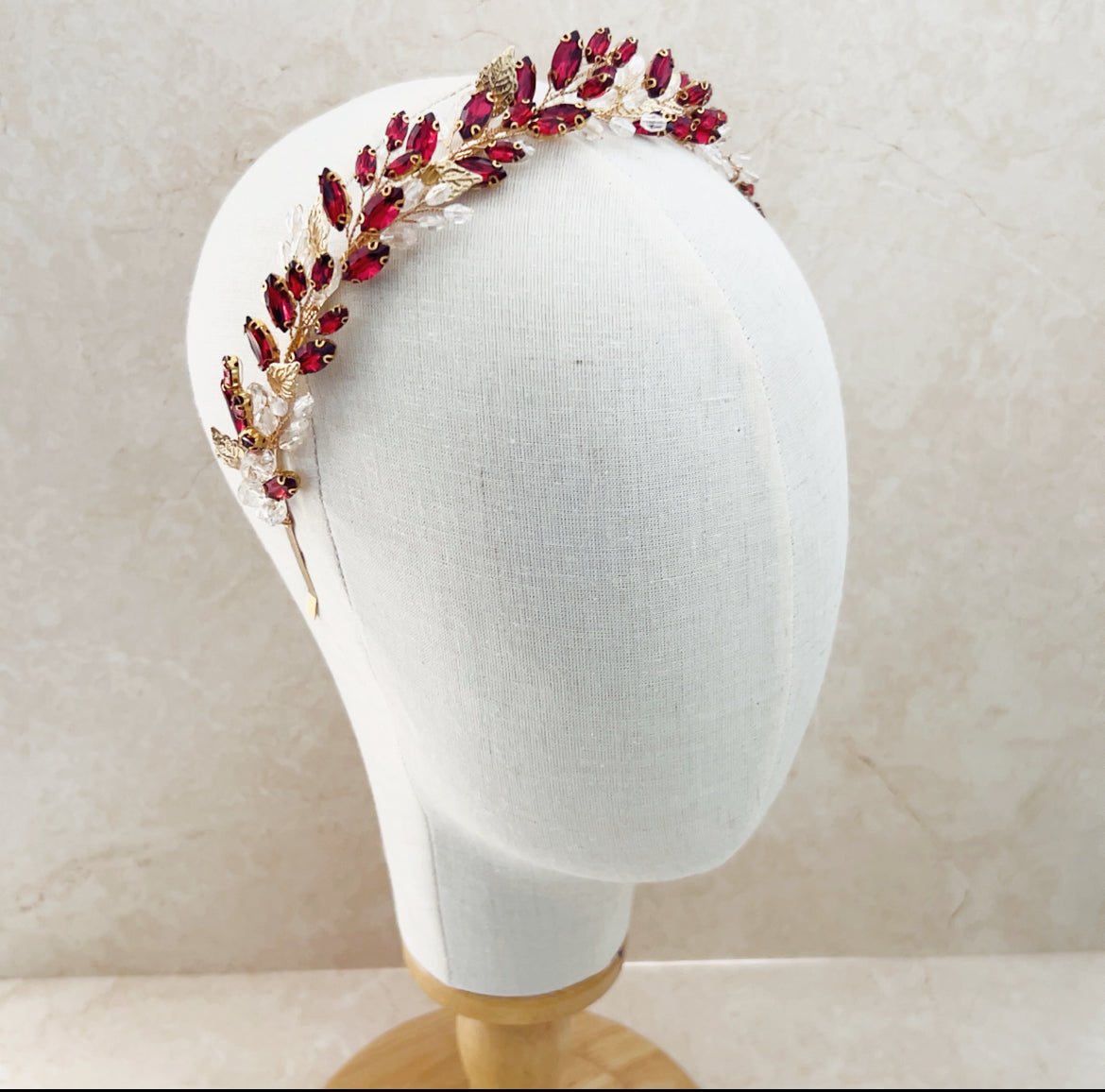 Wine Red Crystal Tiara - Petal & Pearl